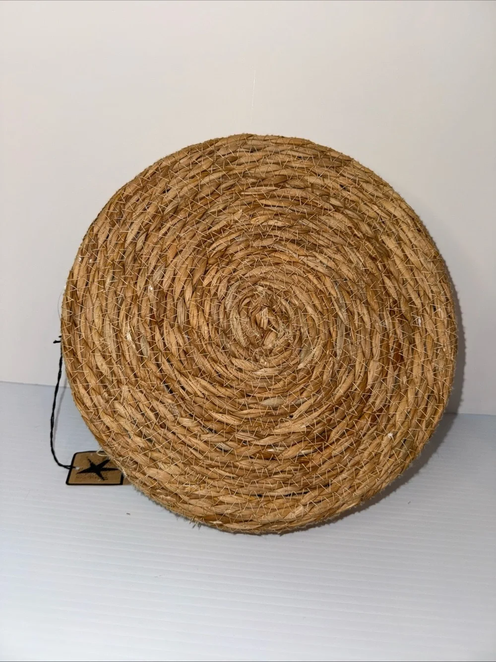 Basket Round With White Star Painted Inside 11” X 2.25”